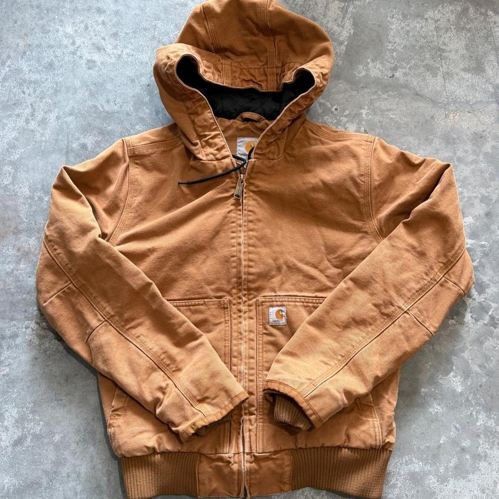 Carhartt Quilted-Lined Hooded Duck Active Jacket Carhartt Brown Women's Small